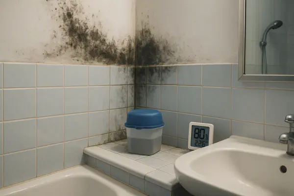 Vor allem im Bad entsteht schnell Schimmel. Ein Luftentfeuchter kann hier Abhilfe schaffen.