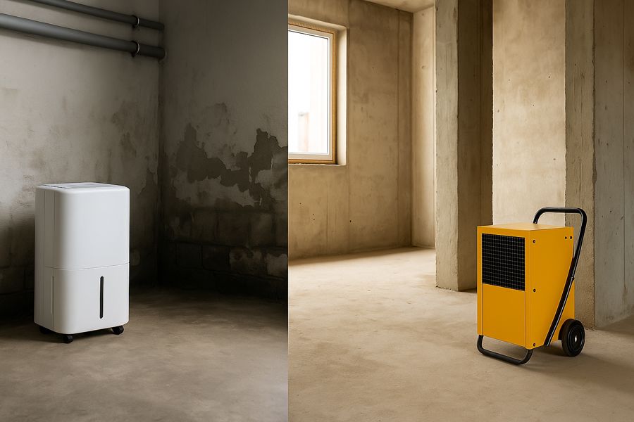 Sinnvoll? Ein feuchter Keller mit einem Luftentfeuchter trocknen und eine Baustelle mit einem Bautrockner trocknen?